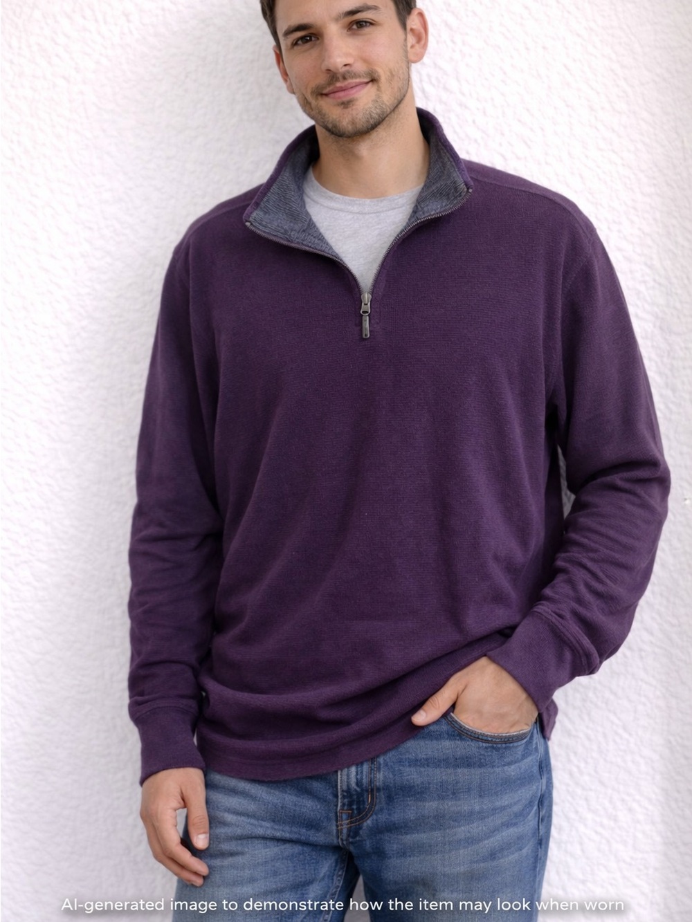 Tommy Bahama Purple Quarter Zip Sweater Men’s XXL